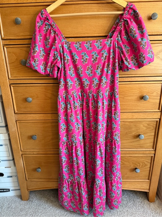 J. Crew Dresses & Skirts - J.Crew Floral Tiered Puff-Sleeve Midi Dress Womens Sz 8 Cottagecore Granny Chic